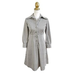 Vintage Grey and White Houndstooth Dress